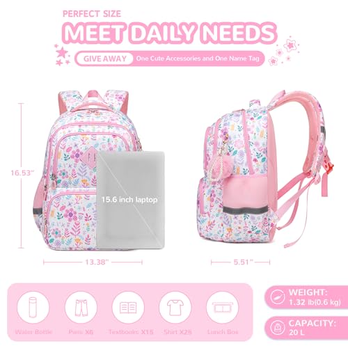 MUSEVOS Kids Backpack, Kawaii Printed Girls Bookbags for Preschool, Lightweight School Backpack for Primary and Elementary and Kindergarten, Waterproof Teen Backpacks by MUSEVOS - Used condition - Image 4