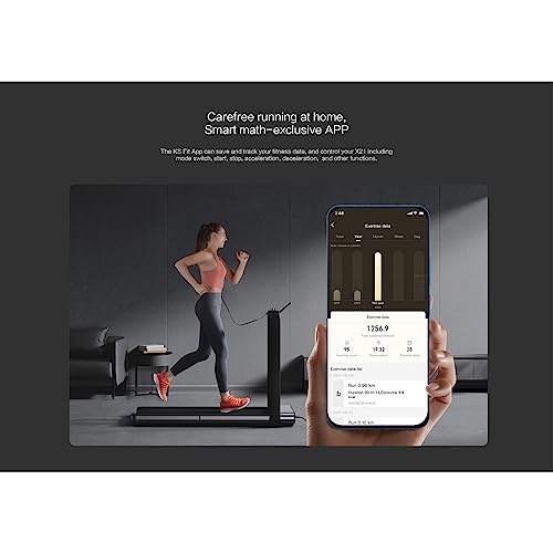 Image of Quiet Foldable Treadmill, Flat Treadmill with Hidden LED Digital Display Screen, 0.5-12km /h Multi-Level Free Adjustment, Support Mobile Phone NFC Connection, Fast Folding and Free Installation