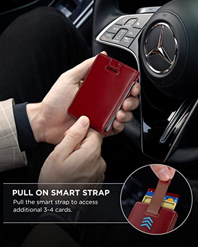 SERMAN BRANDS RFID Blocking Slim Bifold Genuine Leather Minimalist Front Pocket Wallets for Men with Money Clip Thin Mens (Mahogany 1.0) - Thumbnail 5