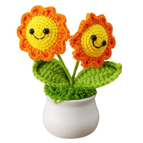 YSFVNP 6PCS Crochet Flower, Knitted Flowers, Weaving Tulips Weaving Handmade Yarn Crochet Flower Bouquets Suitable as a Companion Gift to Give to Others (yellow)