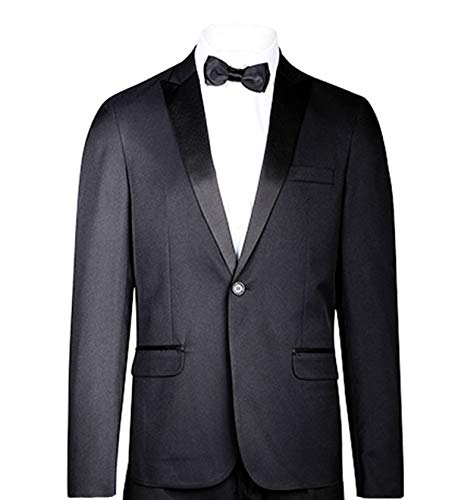 Terno Smoking microfibra 1 Botão Preto, noivo, padrinho, formando e Black Tie. Cor:Preto;Tamanho:44