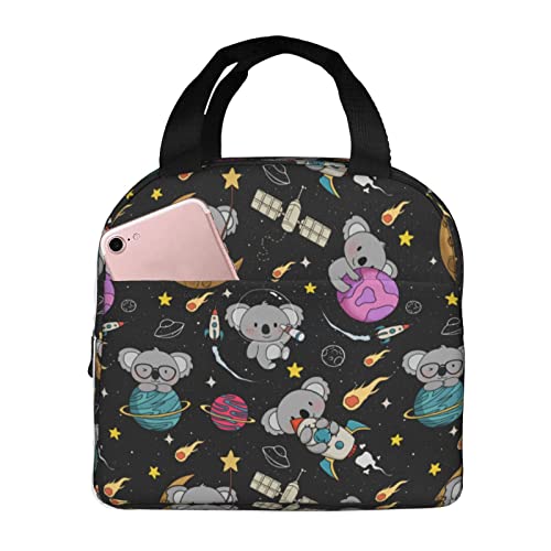 Odfovowo cute space koalas lunch box lunch bag Portable Insulated Lunch Box for Women Men Cooler Tote Bag with Front Pocket for Work Picnic Travel