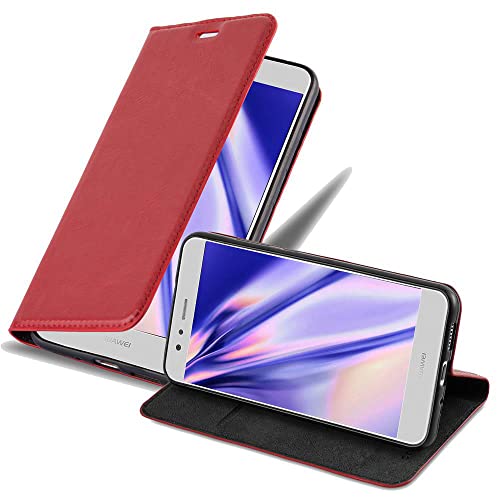 Cadorabo Custodia Libro per Huawei P10 Lite in Rosso Mela - con Vani di Carte, Funzione Stand e Chiusura Magnetica - Portafoglio Cover Case Wallet Book Etui Protezione