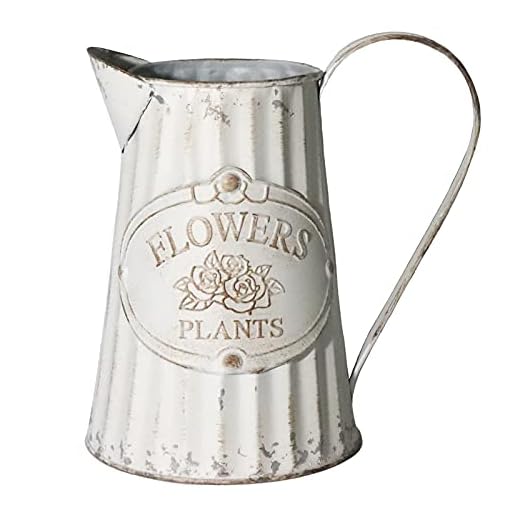 Fauevav Galvanized Pitcher Antique Watering Can Retro Jug Metal Vase Rustic Vintage Primitive Pitcher Farmhouse Country Plant for Home Office Decor, 8.0”
