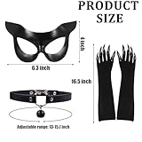 Cat Costume for Woman Cat Mask Glove and Necklace Black Halloween Cosplay Accessories