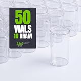 W Gallery 50 Clear Vials - 19 DRAM Pop Top Bottle - Airtight Smell Proof Containers - Medical Grade Plastic Prescription Bottles for Pill Herb Flower Supplement, Bulk Pack, Not Glass Jars