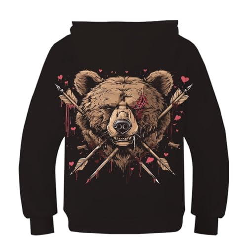 Pull ours pour garçon fille 11-13 ans pull léger à manches longues et capuche - 2