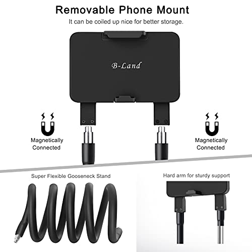 B-Land Upgrade Phone Holder for Bed, Neck Phone Holder Gooseneck Cell Phone Holders, Universal Mobile Phone Stand with Remote for Taking Videos & Group Photos (Black) - Thumbnail 4