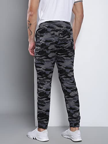 Image of Dennis Lingo Camouflage Print Cotton Men's Casual Cargo Pant, Tapered Fit, Mid Rise, Ankle Length, Multi-Pocket Drawstring Stretchable Cargos for Men, Trousers