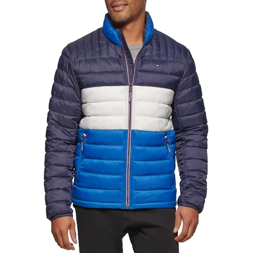 Tommy Hilfiger Ultra Loft Pufferjacke für Herren, leicht verstaubar, in den Größen Standard, Groß und Hochgewachsen, Mitternacht/Ausflug, einfarbig (Midnight//Getaway Solids), XL