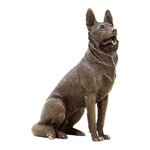Kunst & Ambiente - German Shepherd Dog Sculpture - Animal Figurine - Bronze Miniature - Signed Milo - Height 16 cm - Gift Idea - Statue - Home Decor Cover