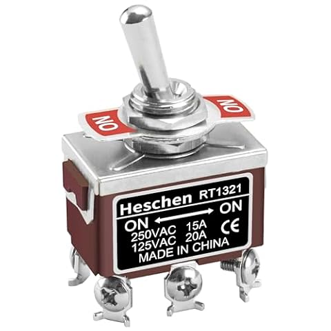 Heschen metalowy przełącznik przełączający DPDT utrzymywany wł./ON 2 pozycje 15 A 250 V AC CE