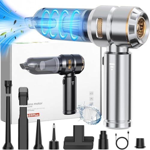 Bemkia Handheld Vacuum Cleaner, 16000Pa Car Vacuum Cleaner Cordless, Portable Rechargeable Mini Vacuums Cleaner for Vehicle, Home, Office, Kitchen, Carpet, Pet Hair Cleaning (Silver)