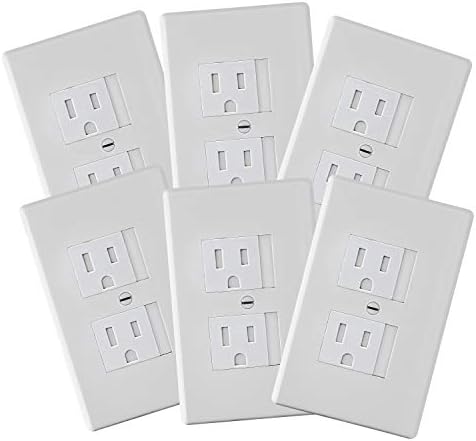 6-Pack Safety Innovations Self-Closing Outlet Covers (For Center Screw Outlets Only) - Measures 3"Wide x 4.75"High-An Alternative To Wall Socket Plugs for Child Proofing Outlets, (1-Screw), (White)