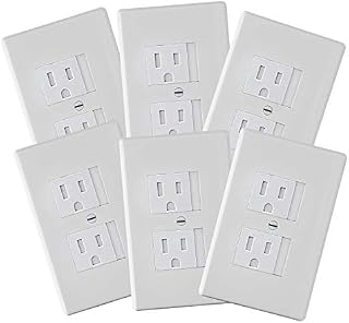 6-Pack Safety Innovations Self-closing (1Screw) Standard Outlet Covers - An Alternative To Wall