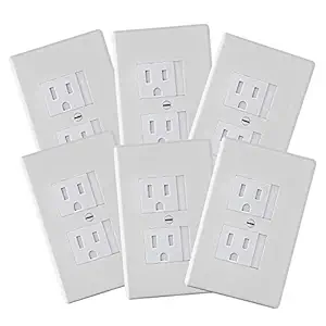 6-Pack Safety Innovations Self-Closing Outlet Covers (For Center Screw Outlets Only) - Measures 3"Wide x 4.75"High-An Alternative To Wall Socket Plugs for Child Proofing Outlets, (1-Screw), (White)