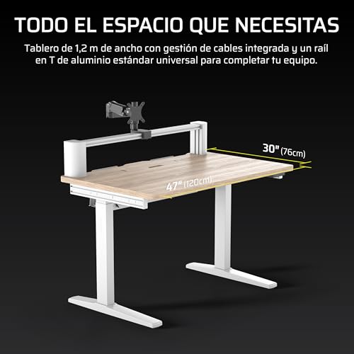 Corsair Platform:4 Elevate – 120cm x 76cm, Adjustable Height, Electric Standing Computer Home Office Gaming Desk, Memory Presets, Cable Management, USB Ports, Monitor Arm Included – White Pine Stain