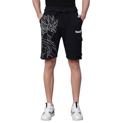 Image of Free Authority Official Dragon Ball Z Goku Printed Regular Fit Shorts for Young Men