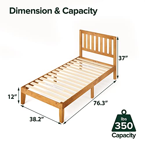 Image of Zinus Alexia Wood Platform Bed Frame with headboard, Solid Wood Foundation with Wood Slat Support, No Box Spring Needed, Easy Assembly, Rustic Pine, Twin