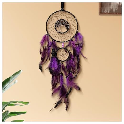 Dream Catchers Natural Quartz Pendant Decorations,Handmade Dreamcatcher,Suitable for Living Room,Bedroom Ornament(Purple)
