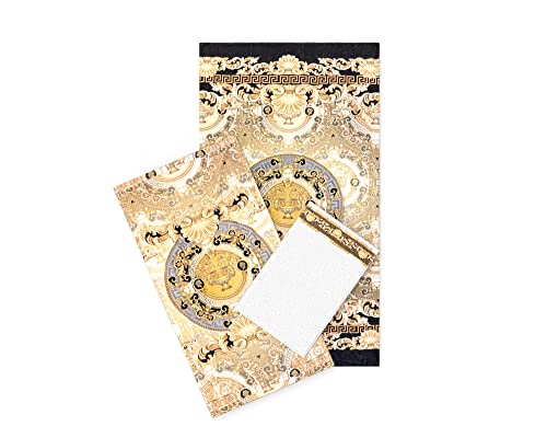 Belle Arti Premium 3er Set Mäander Handtücher Duschtücher Gästetücher Flauschige Frottee Baumwolle Cover