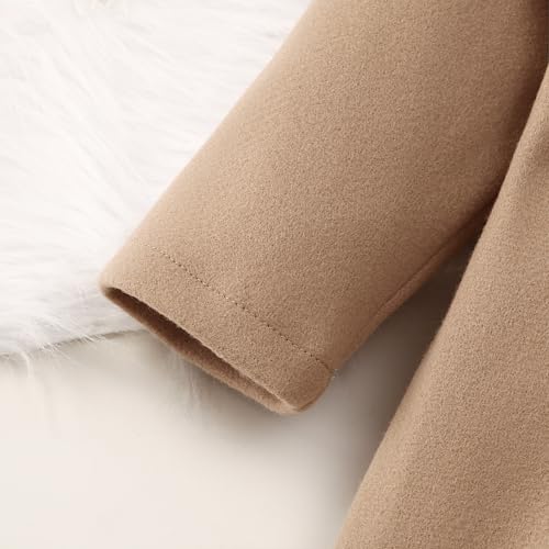 Toddler Baby Girl Dress Coat Lapel Button Jackets Clothes Long Sleeve Solid Color Fall Winter Outfit4