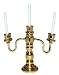 Produktbild alles-meine.de GmbH Miniatur Kerzenständer aus Metall mit Kerzen - für Puppenstube Maßstab 1:12 - Puppenhaus Kerzenleuchter Leuchter 3-Arm Kerze - golden / Gold Farben