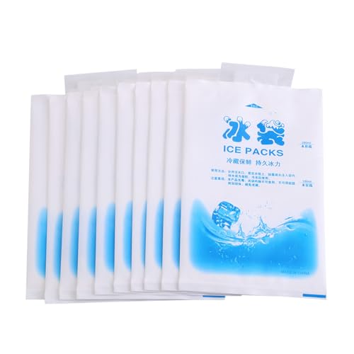 Ice Bag, 10 Pcs Reusable Ice Packs Gel Cooling Bags Reusable Gel Pack for Food Vegetable Wine Medical Industrial Use Thicken 200ml, Cold Packs (Thickened 200ml)