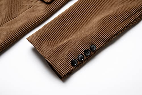 Wzikai Men's Casual Corduroy Blazer Jacket Slim Fit One Button Work Wear Sport Coat Coffee M #TOP4