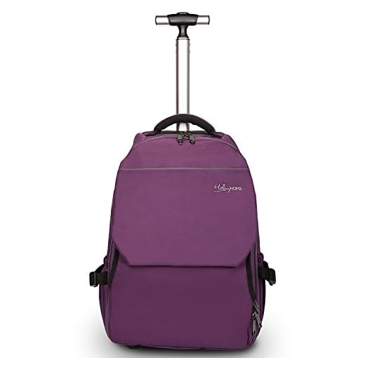 HollyHOME 19 inches Large Storage Multifunction Travel Laptop Wheeled Rolling Backpack, Purple