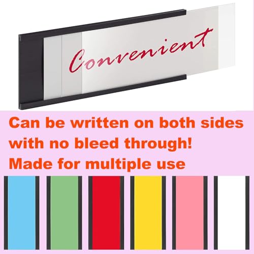 50 Stück Magnetische Etikettenhalter 25MM x 76MM, Beschreibbare Magnet-Etiketten für Schule Büro Whiteboards Magnettafeln, mit 50 Schutzfolien, 100 weiß Ersatzstreifen und 25 bunten Ersatzstreifen