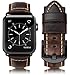Compatible for apple Watch Band 42mm 44mm men,Top Grain Leather Band Replacement Strap iWatch Series 5/ 4/ 3/ 2/ 1,Sport, Edition. New Retro discoloured Leather (Retro coffee+Black Buckle, 42mm 44mm)