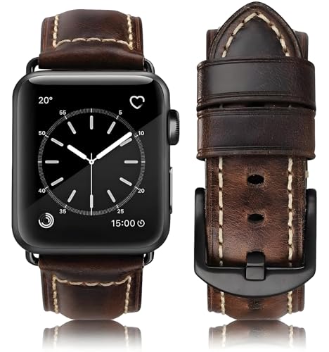 HUAFIY Leather Band Compatible for apple Watch Bands 42mm 44mm 45mm46mm49mm 38mm 40mm 41mm,Genuine Leather Watch Wristband for iWatch Ultra 3 2 1,Series 11/10/9/8/7/6/5/4/3/2/1