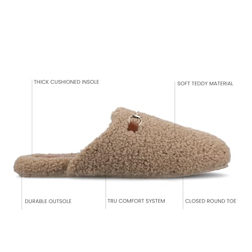 Journee Collection Womens Monnroe Plush Fur Lined Cushioned Scuff Slippers Horse Bit Design Slip On with Durable Sole3