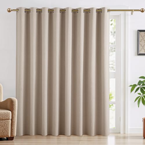 RYB HOME Mocha 100% Blackout Sliding Door Curtain 1 Panel for Bedroom