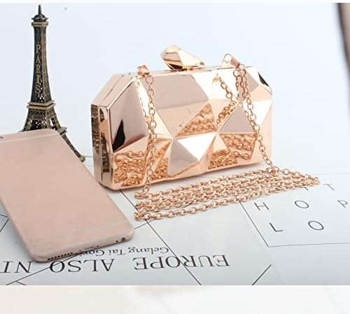 LHHMZ Womens Geometric Metal Evening Clutch Bags Fashion Small Evening Shoulder Bags Box Clutch