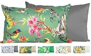 JACK Outdoor Lounge Kissen 30x50cm Motiv Dekokissen inkl. Füllung Wasserfest Sitzkissen Garten Stuhl, Farbe:Vögel Grün