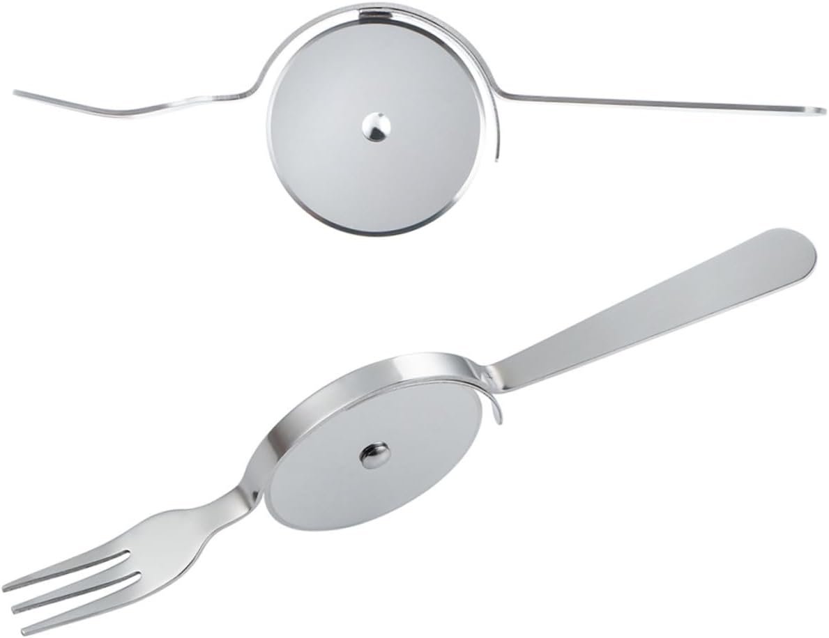 Stainless Steel Pizza Cutter Wheel with Built-in Fork Ergonomic Non-slip Handle Multifunctional Kitchen Gadget for Cutting and Serving Pastry and Dough