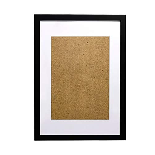 SILD A3 Frame With Mount For A3/A4 Picture Frames, Certificate Frame or Poster frame, Black Photo Frame, Wood Frame Plexiaglass Window, With White Picture Mount for A4 frame