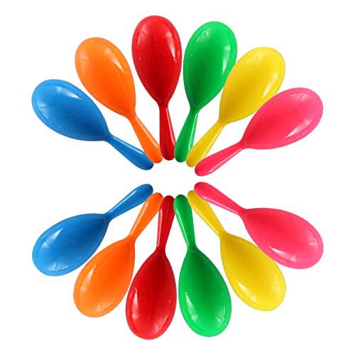 Maracas For Kids - Mexican Maraca Neon Colorful Maracas Bulk For Fiesta Party Favors Baby Noisemaker - 4" Maracas Toys For Cinco De Mayo Partys, Birthday, Fiesta Decorations, 6 Colors, 12 Pack #TOP15