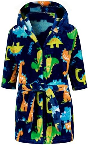 AINIBAB Boys Girls Robe Toddler Hooded Cartoon Dinodaur Plush Bathrobe for Boys Girls (Dinodaur robe, 4-5T)
