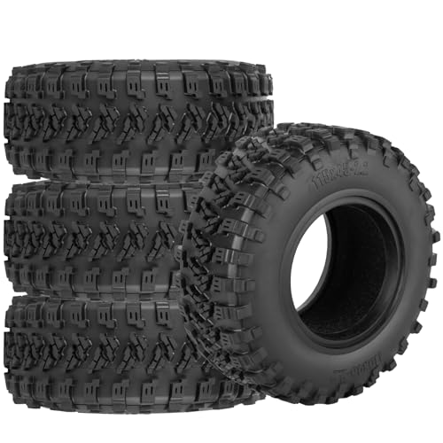 RCarmumb 2.2 Inch RC Crawler Tires for 1/10 TRX4 SCX10 Capra AMG 6x6 Gen8 Everest Gen7 Pro Off-Road Vehicles,All-Terrain High Grip Soft Rubber Tires w/Deep Tread & Foam Insert,Styled