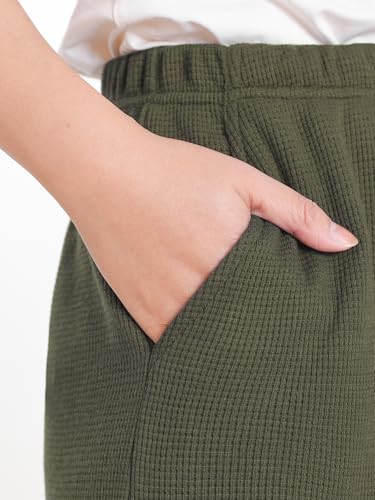 Women's Petite Length Lounge Pants Wide Leg with Pockets3