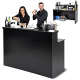 GoBar Elite Heavy-Duty Portable Bar Table for Events - Foldable Commercial Grade Wood - Pop Up Mobile Bartending Station - Black