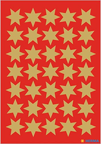 HERMA 3904 Aufkleber Sterne Gold klein, 105 Stück, 16 mm, Stern Sticker aus Papier, Weihnachtssticker Sternaufkleber für Weihnachten Geschenke Adventskalender Dekoration Kinder Belohnung DIY Basteln