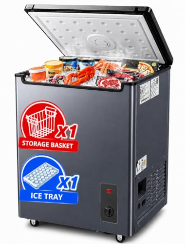 Casanta 5.0 Cu Ft Chest Freezer, Mini Deep Freezer Home Garage with Baskets