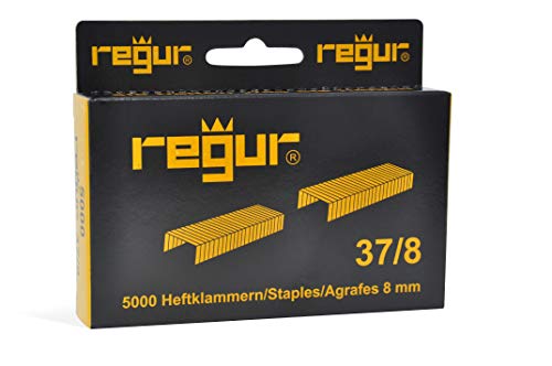 REGUR Typ 37 Feindraht-Klammern verzinkt - 5.000 Stück in der Länge 37/8 mm – Heftklammern zum Befestigen von Stoffen, Leder, Textilien sowie zum Basteln und Dekorieren