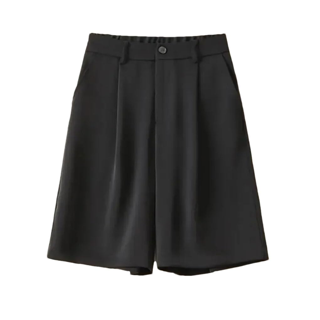 Short décontracté taille haute pour femme avec poche et bouton