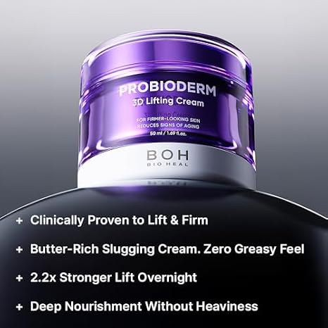 BIOHEAL BOH Probioderm 3D Lifting Cream + Ampoule Set Probioderm 3D Lifting Cream 1.7 fl oz | Advanced Korean Anti-Aging Probiotic Night Moisturizer and Serum for Fine Lines and Wrinkles