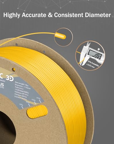 Image of DURAMIC 3D PLA+ Printer Filament 1.75mm PLA Plus Neatly 2Kg Spool(2.2lbs) | PLA Pro Tougher and Stronger, Dimensional Accuracy Probability + /- 0.02mm Yellow